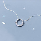 Sterling Silver Necklace with Round Zircon Pendant