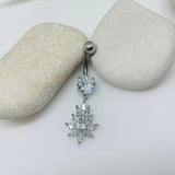 Lotus Shaped Dangle Belly Ring