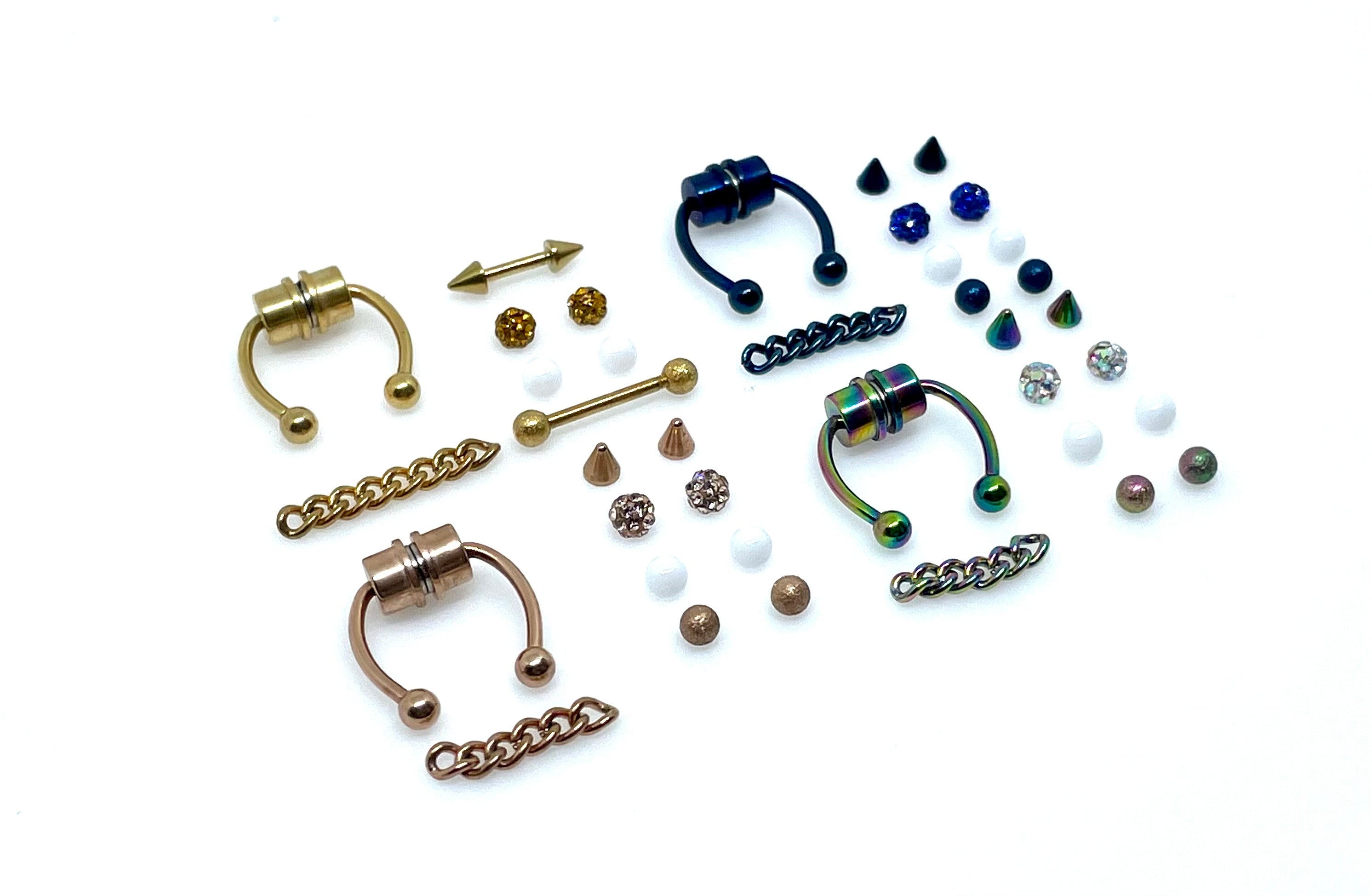 Magnetic Septum Ring with 6 Accessories- Fake Piercing