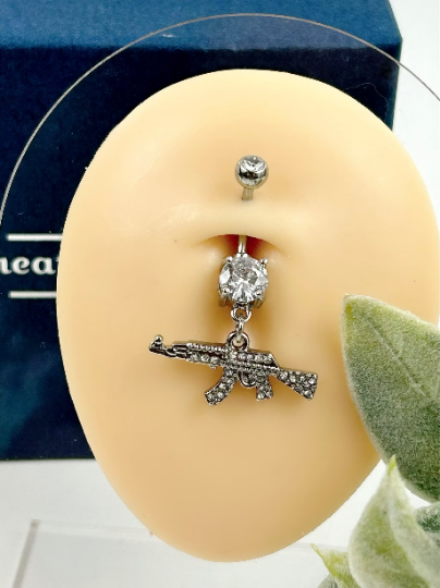 Clear Double Glam Butterfly Belly Button Ring - Rebel Bod