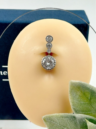 Belly Button Ring with Stunning Clear CZ Crystals