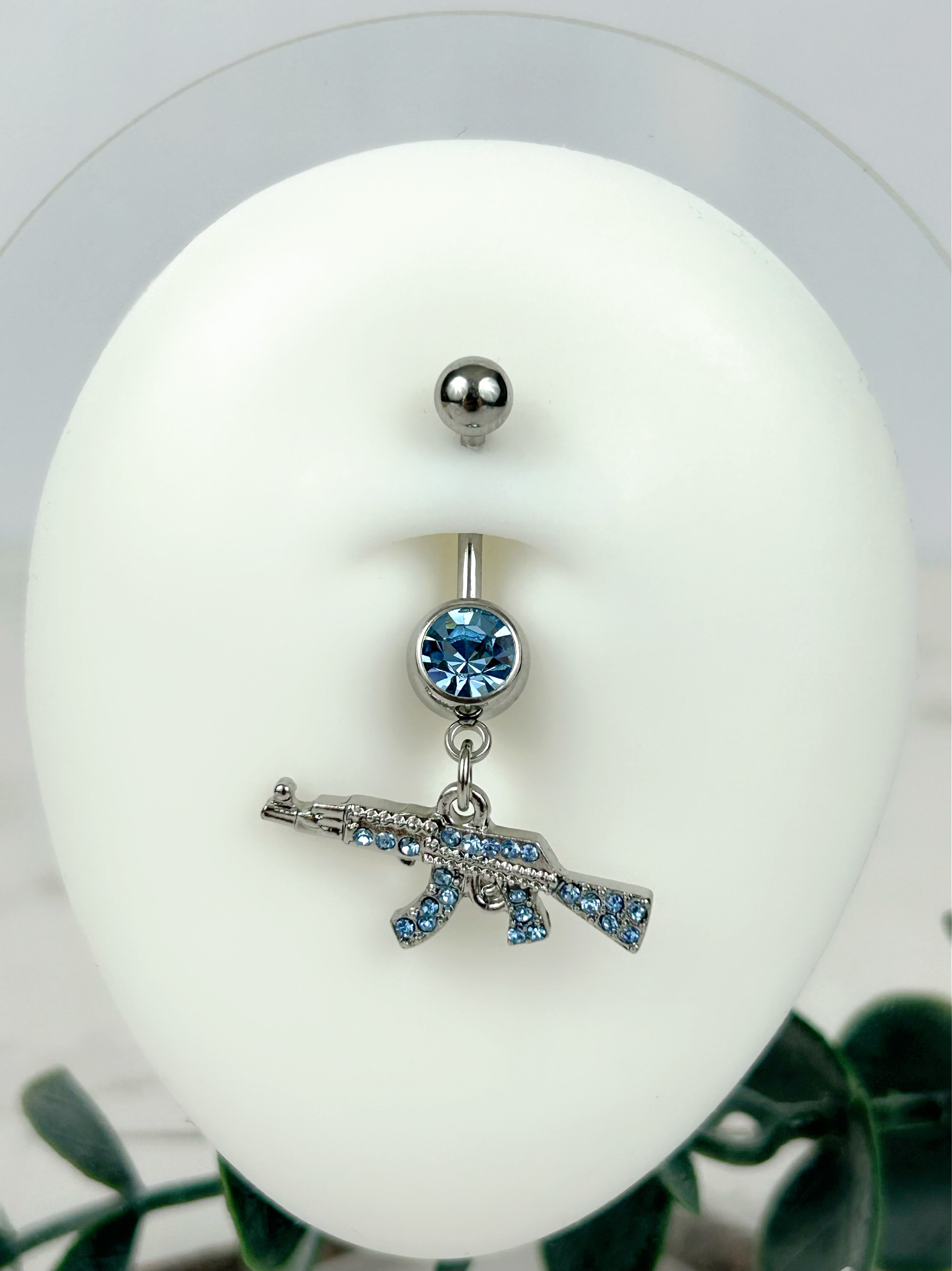 Gun Shaped Belly Ring - Dangle Belly Button Ring