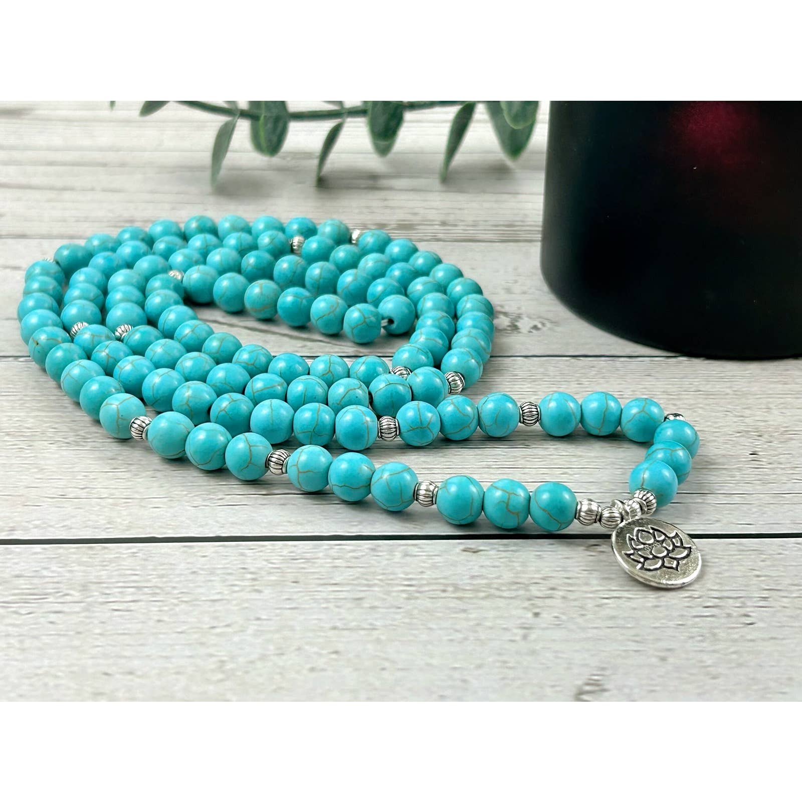 Turquoise Stone Beads 108 Mala Necklace
