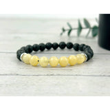 Essential Oil Bracelet - Aromatherapy Bracelet with Yellow Calcite and Black Lava Beads