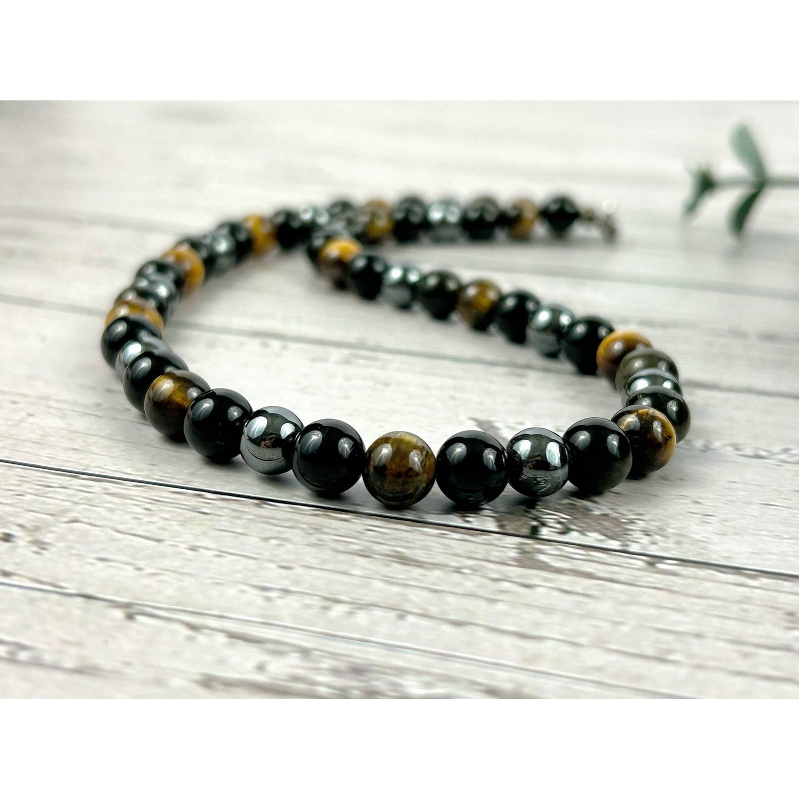 Triple Protection Necklace - Tiger Eye - Obsidian - Hematite