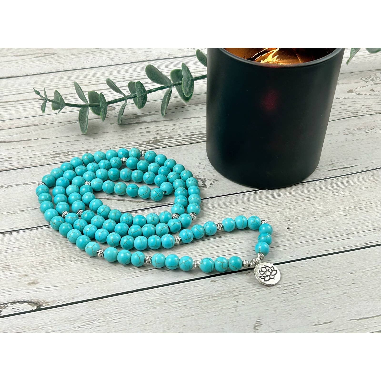 Turquoise Stone Beads 108 Mala Necklace