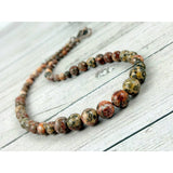 Leopard Skin Jasper Necklace - Brown Beaded Necklace - Natural Stone Necklace Gift for her