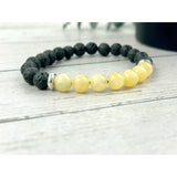 Essential Oil Bracelet - Aromatherapy Bracelet with Yellow Calcite and Black Lava Beads
