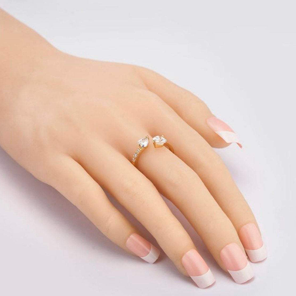 Double Heart Ring with Crystal