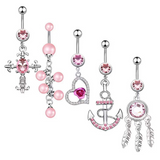Set of 5 CZ Crystals Belly Button Rings