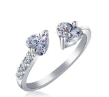 Double Heart Ring with Crystal