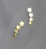Sterling Silver Stars Lined Ear Climbers