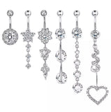 Set of 6 Belly Button Dangle Rings