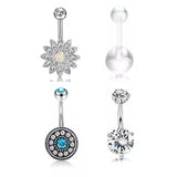 Set of 4 CZ Belly Button Rings