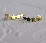 Sterling Silver Stars Lined Ear Climbers