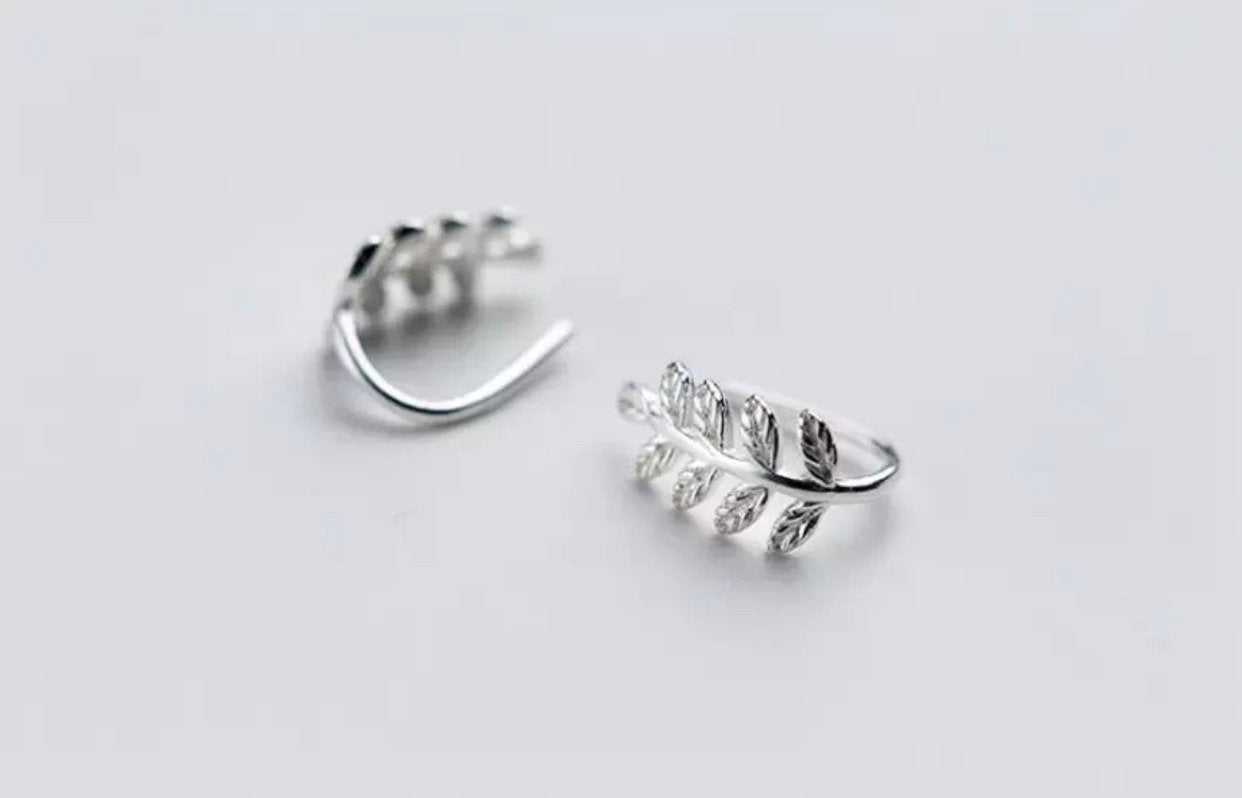 Sterling Silver Leaf Earrings - Minimalist Earrings