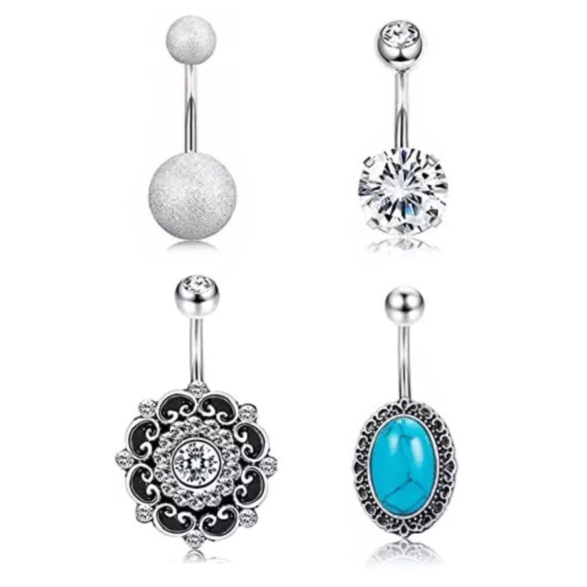 Set of 4 Belly button rings