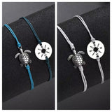 Surfer Anklet Set with Sea Turtle and Compass