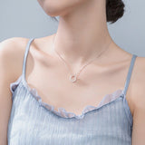 Sterling Silver Necklace with Round Zircon Pendant