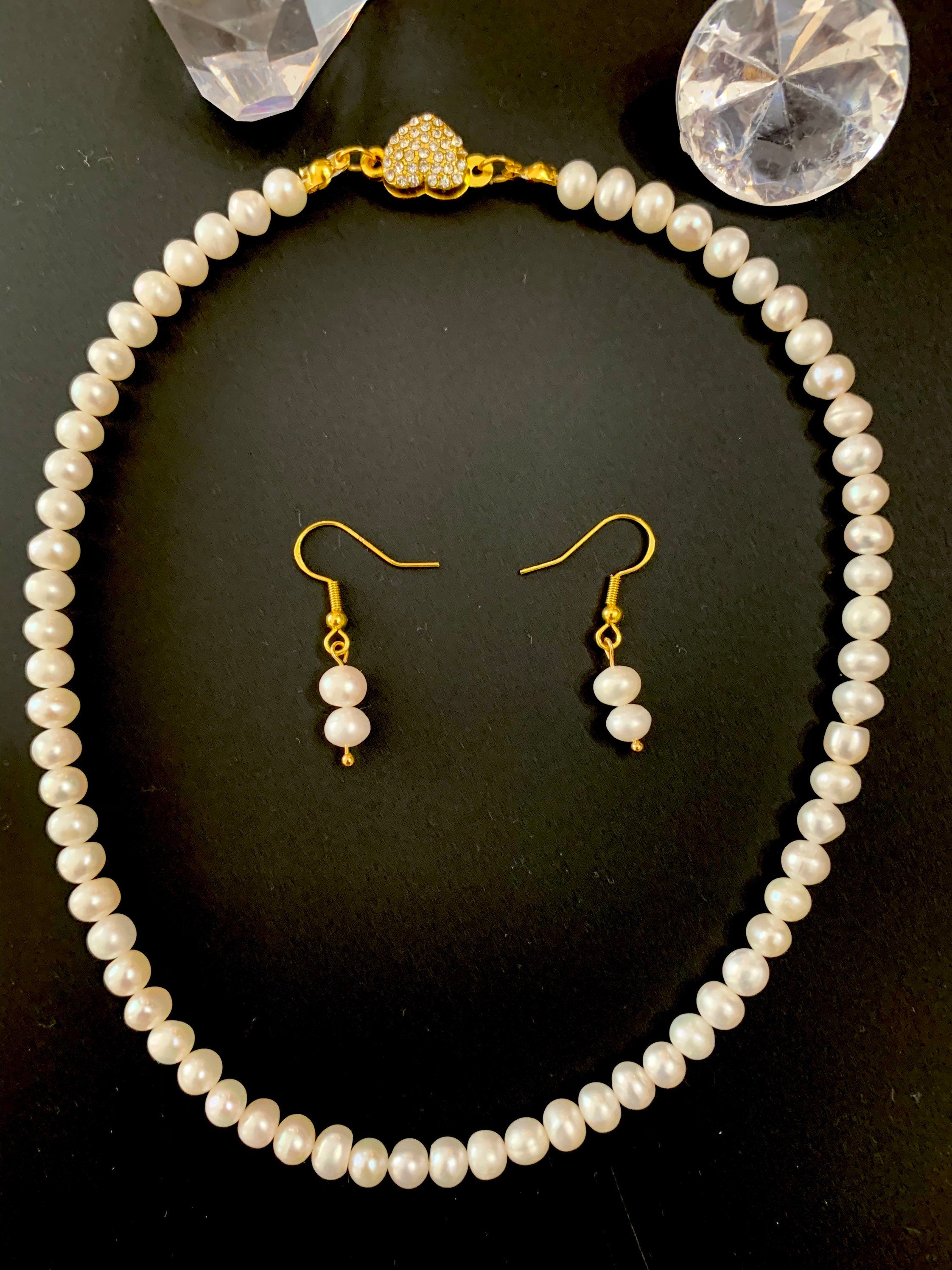 Freshwater Pearl Necklace With Earrings