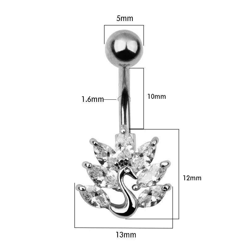 Surgical Steel Belly Ring Swan Shape