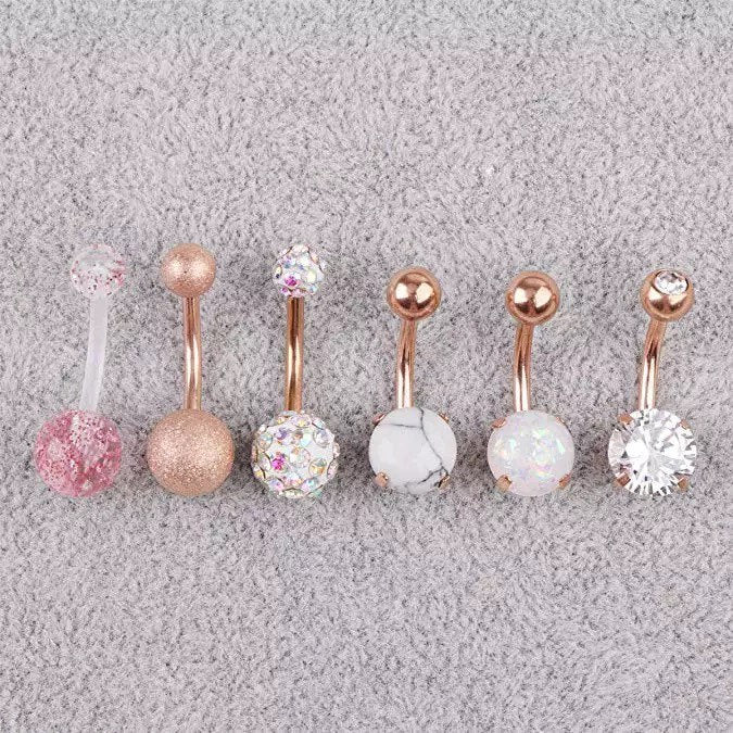 Set of 6 Belly Button Rings