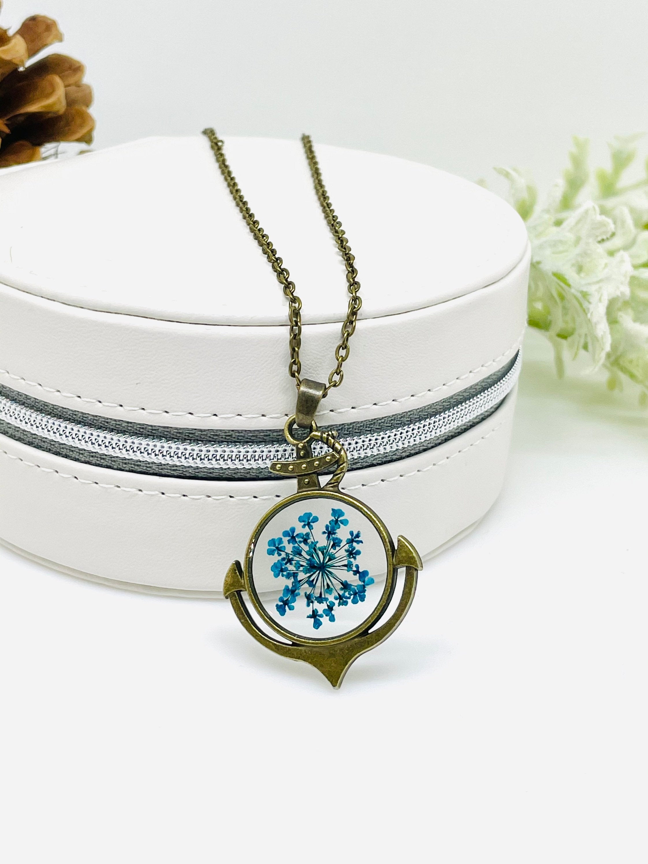 Pressed Flower Necklace in Anchor