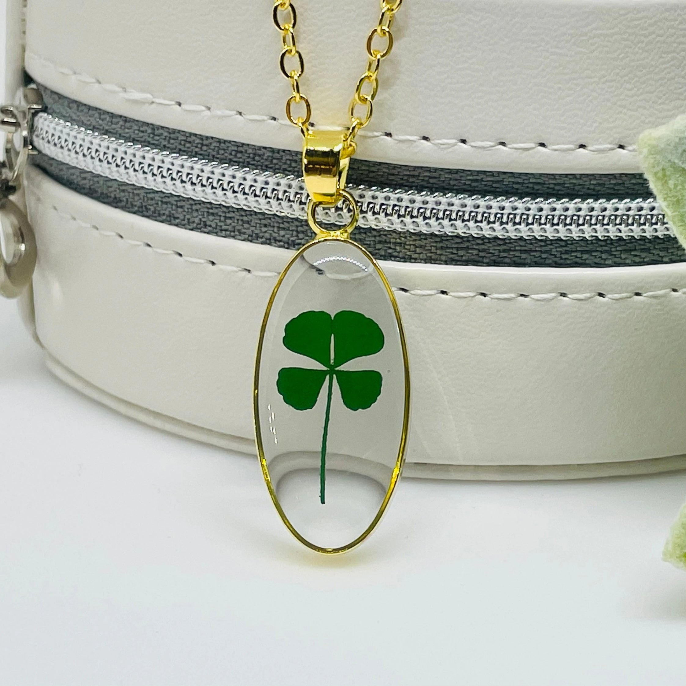 Korean Exaggerated Oil Drop Flower Four-leaf Clover Pendant Necklace