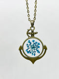 Pressed Flower Necklace in Anchor