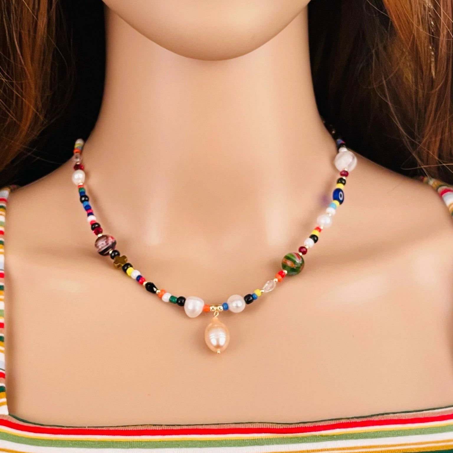 Miyuki Beads Necklace with Freshwater Pearls