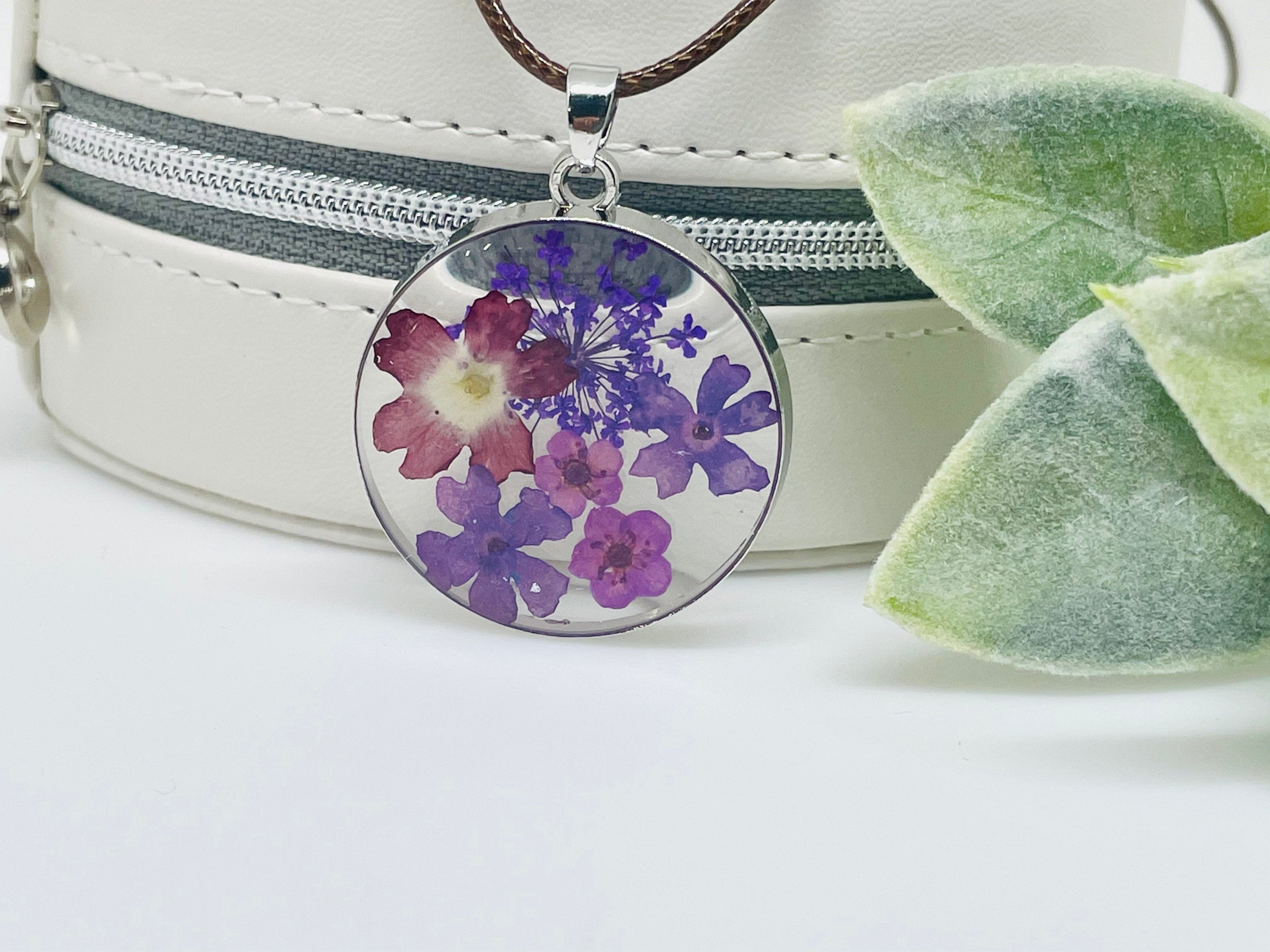 Real dried and Pressed Flower Pendant Necklace