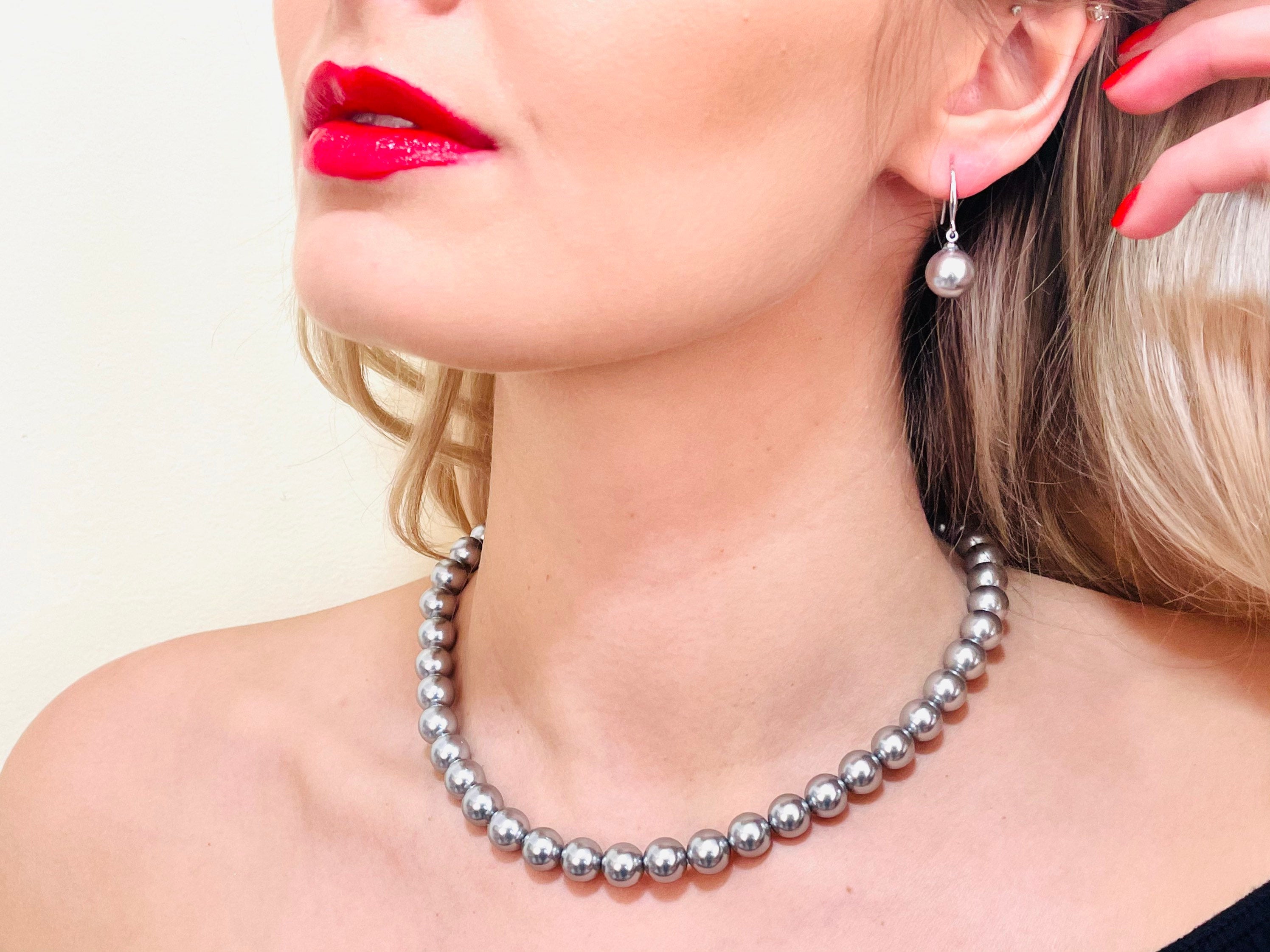 South Sea Shell Grey Pearl Necklace
