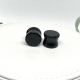 Black Obsidian Round Ear Plugs