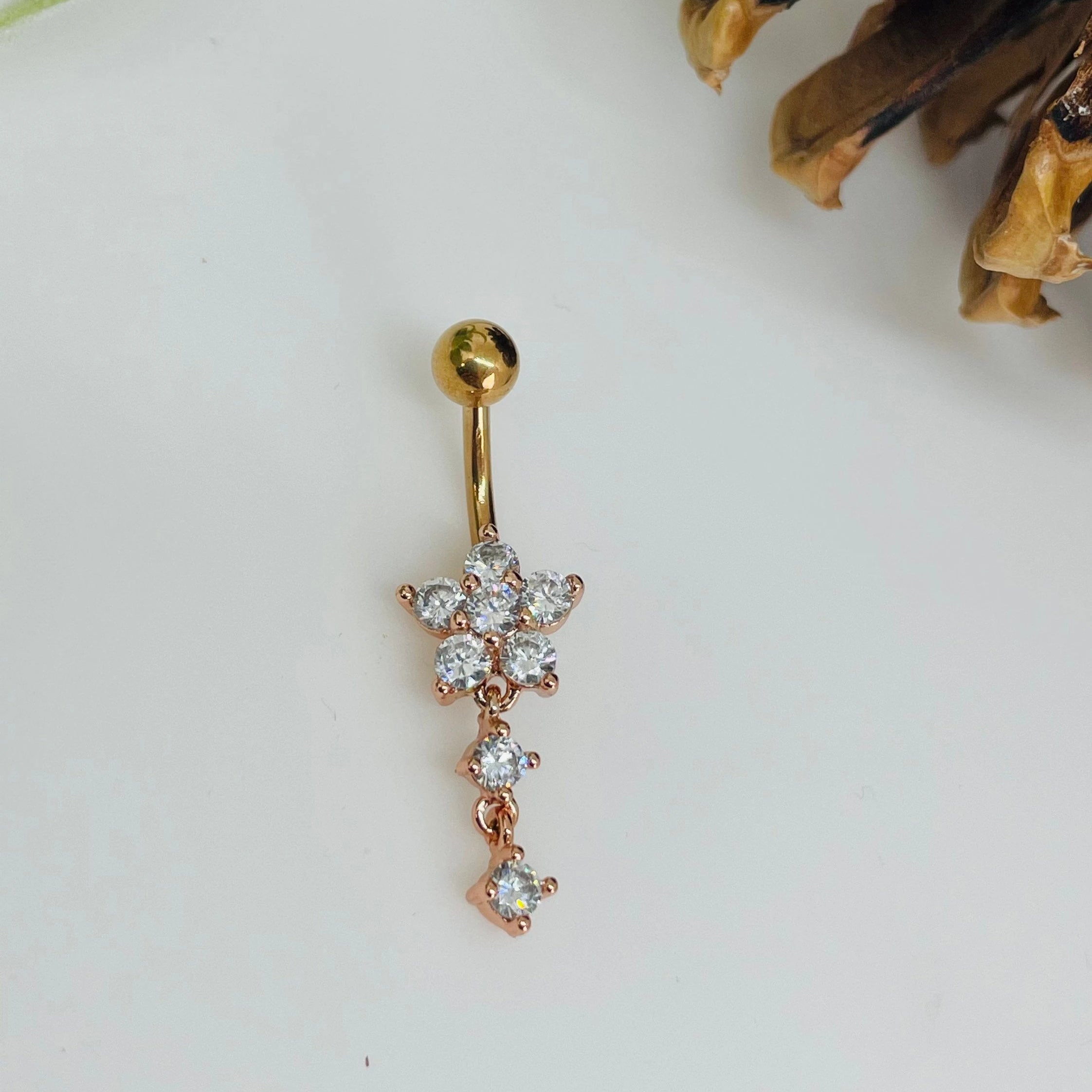 Clear Gem Heart of Dragon Dangle Belly Ring