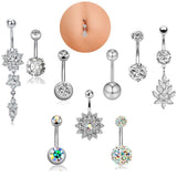 Set of 9 Stainless Steel Belly Button Rings