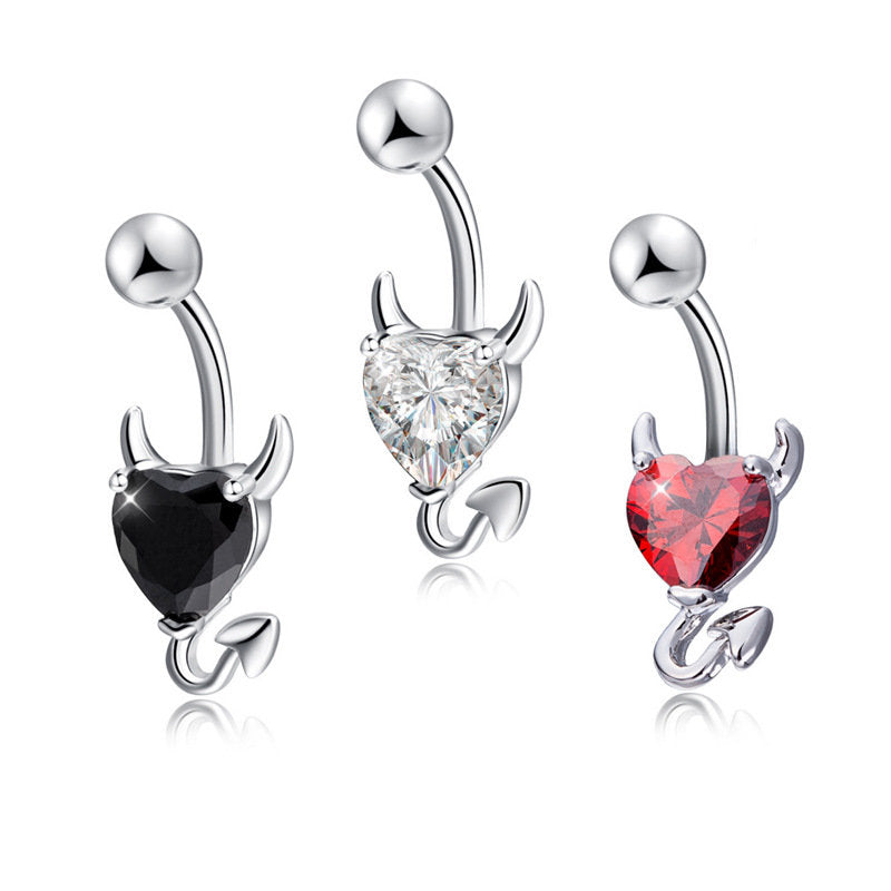 YEUHTLL 3 Colors Devil Heart Navel Belly Button Rings 14G Surgical