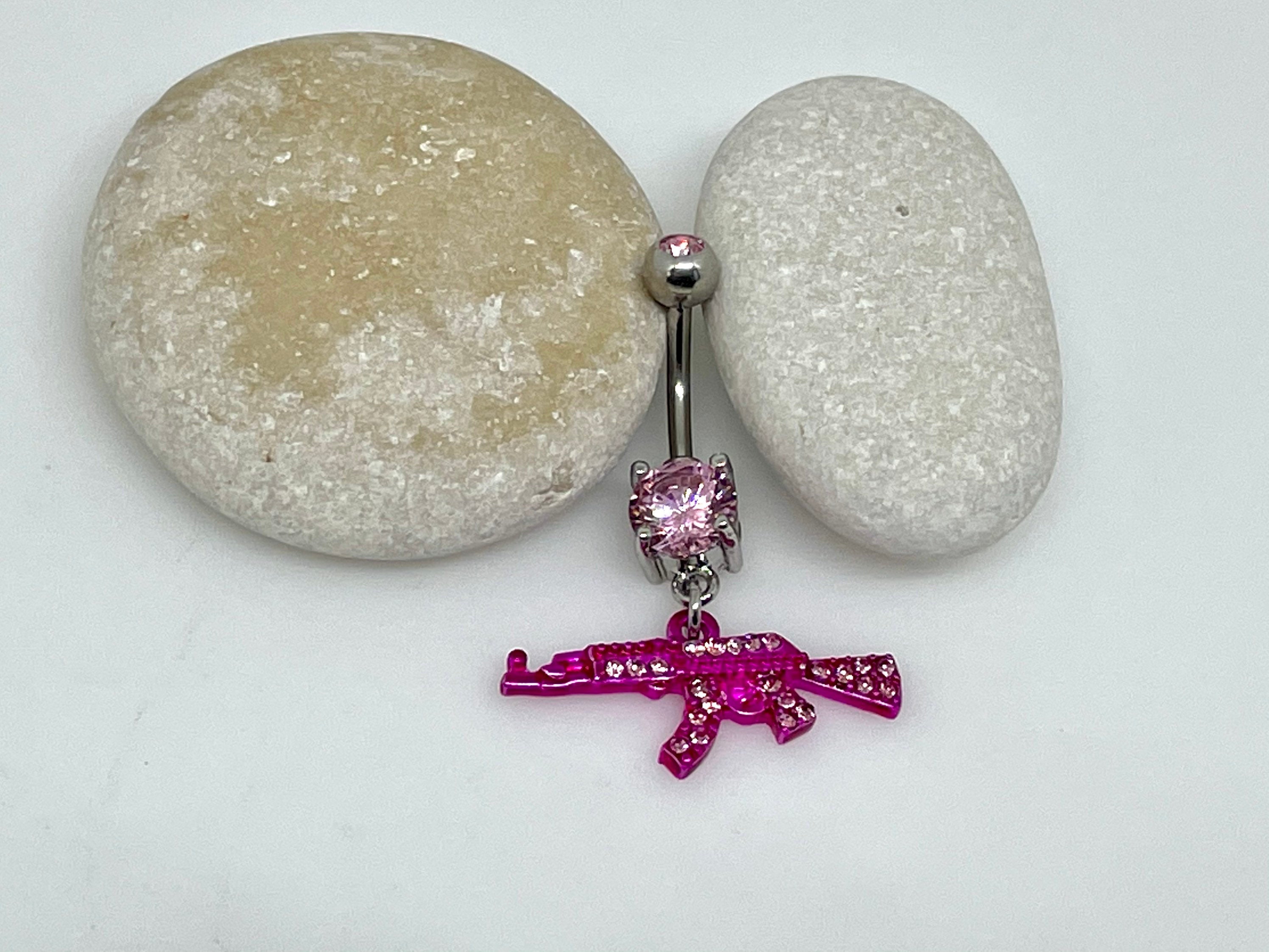 belly button piercing pink anchor
