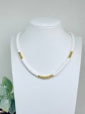 Heishi Bead Necklace - Surfer Necklace with Gold Plated Beads