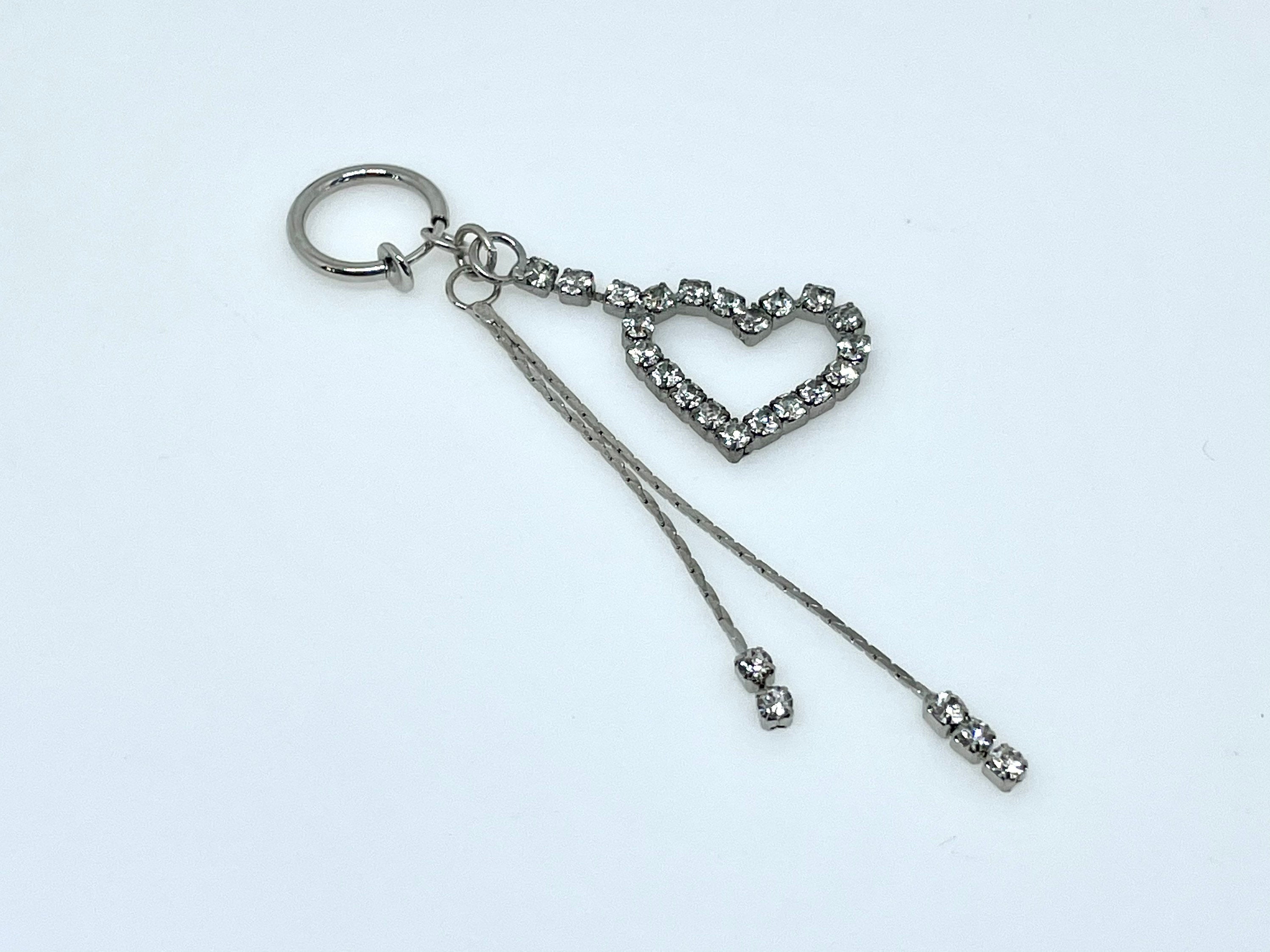 Fake Dangle Belly Ring - Heart Shaped