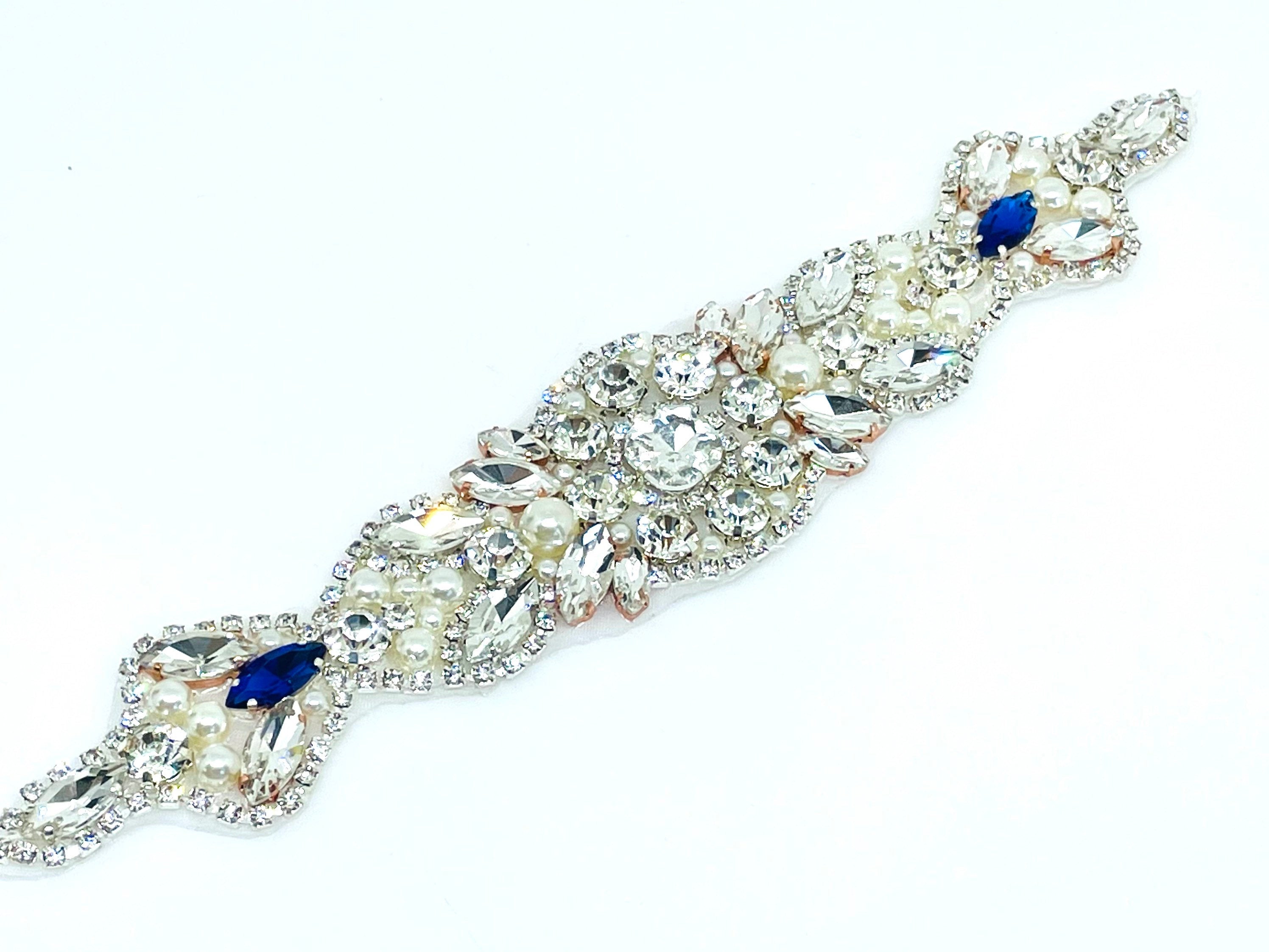Wedding Dress Belt - Bridal Dress Belt - Blue Crystal Sash Kreative Kreations Wedding Dress Belt - Bridal Dress Belt - Blue Crystal Sash Kreative Kreations