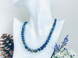 Blue Jasper Gemstone Necklace - Blue Beaded Necklace