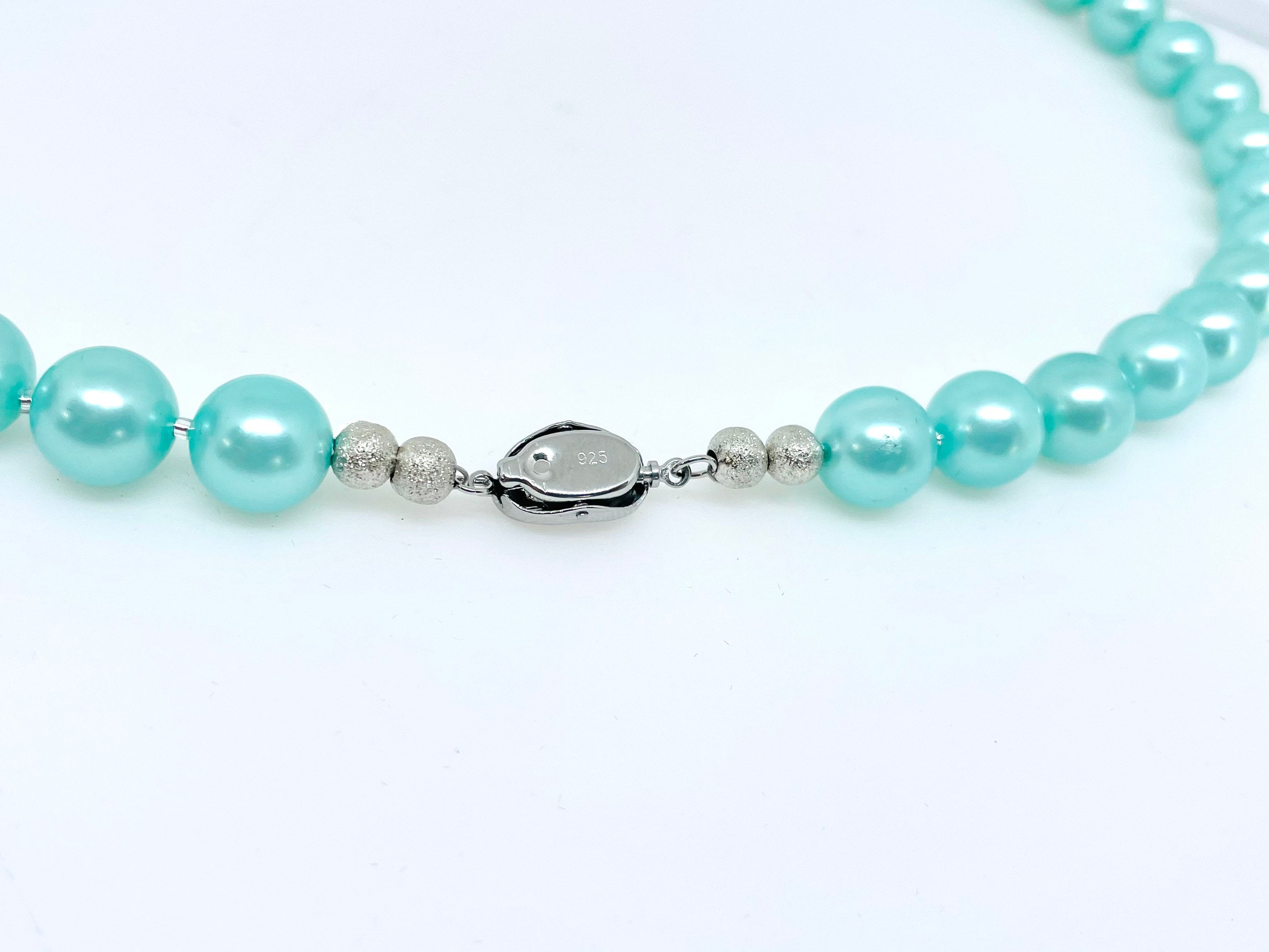 South Sea Shell Pearl Necklace - Aqua Blue