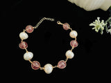 Freshwater Pearl Bracelet With Strawberry Quartz Gemstones