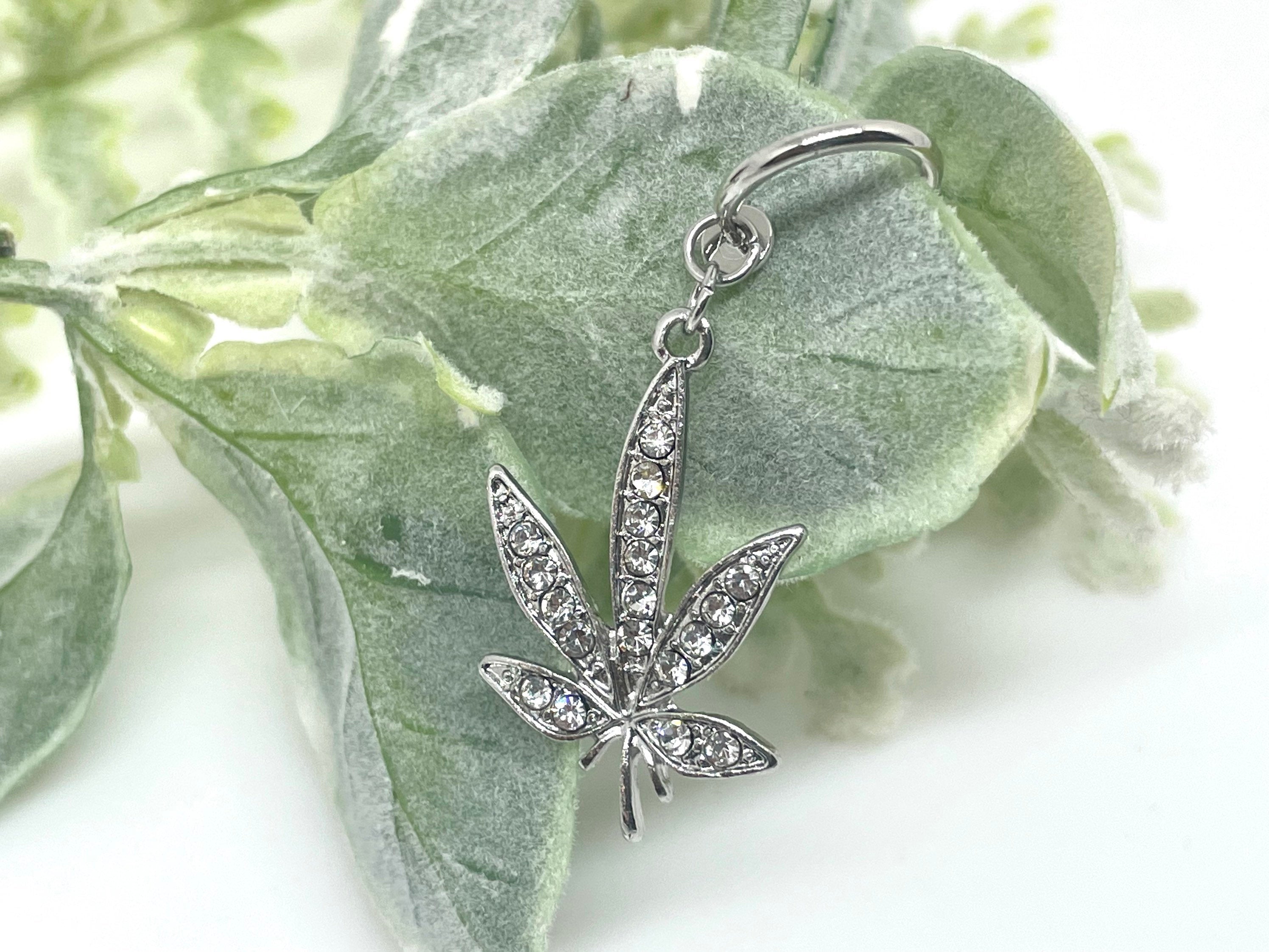 Clip on Belly Ring - Fake Piercing - Leaf Belly Ring