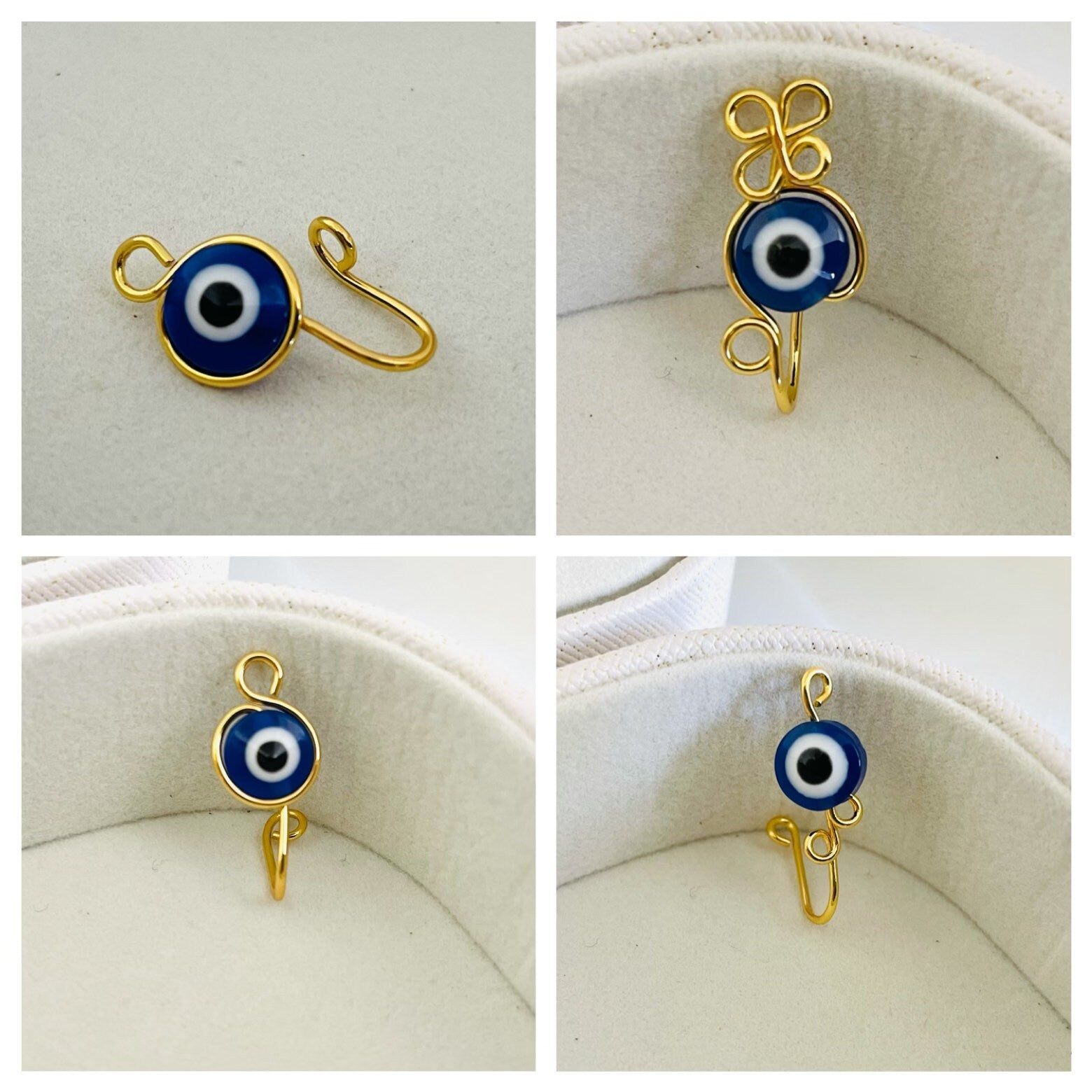 Nose Cuffs With Evil Eye - Fake Nose rings