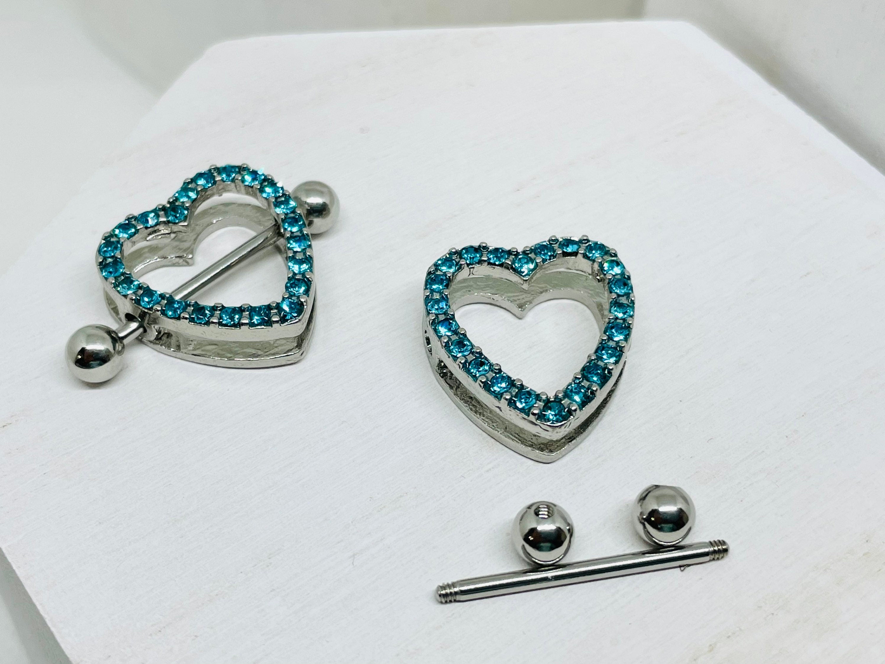 Pair Multi CZ Paved Heart Nipple Shield Nipple Rings – iconbodyjewelry.com