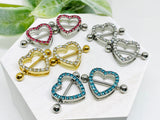 Heart Nipple Ring - Set of 2 Barbell Nipple Ring - Nipple Jewelry