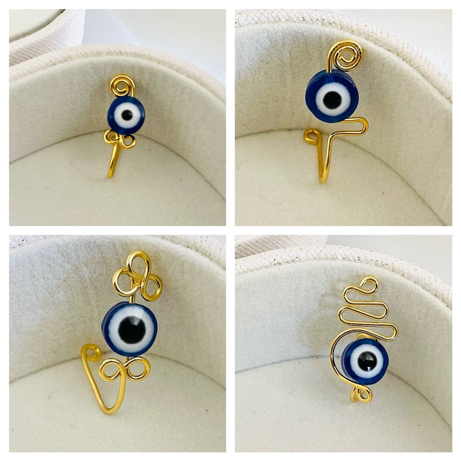 Nose Cuffs With Evil Eye - Fake Nose rings
