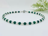 Beaded Necklace with Freshwater Pearls and Jade Stone Beads