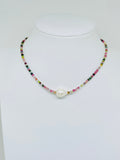 Choker Style Tourmaline Necklace with a Baroque Pearl